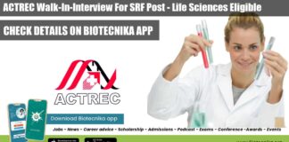 ACTREC SRF Post Recruitment