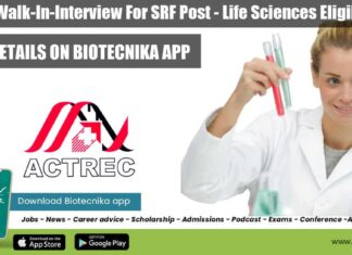 ACTREC SRF Post Recruitment