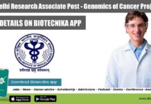 AIIMS Delhi Research Associate Post – Genomics of Cancer Project Recruitment AIIMS Research Associate Post