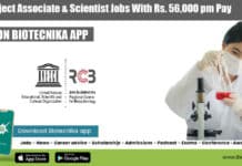 RCB Project Associate & Scientist Job Openings With Rs. 56,000 pm Pay RCB Faridabad Project Jobs