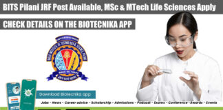 BITS Pilani JRF Position