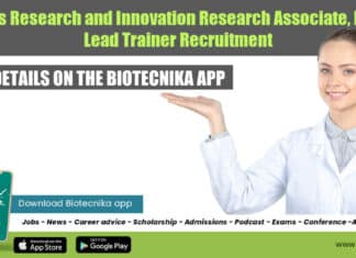 Biolytics Research and Innovation Research Associate, Fellow & Lead Trainer Recruitment
