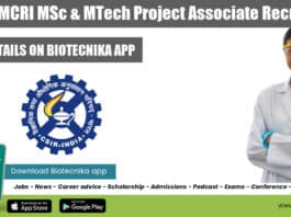 CSIR-CSMCRI MSc & MTech Project Associate Recruitment