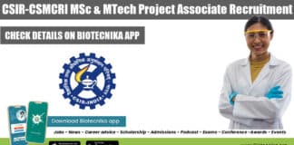 CSIR-CSMCRI MSc & MTech Project Associate Recruitment