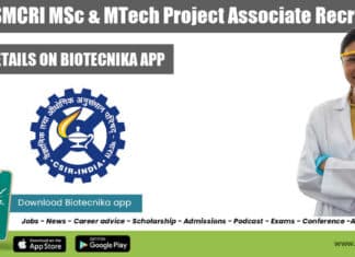 CSIR-CSMCRI MSc & MTech Project Associate Recruitment