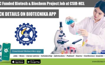 BIRAC Funded Biotech & Biochem Project Job at CSIR-NCL CSIR-NCL Pune Project Jobs