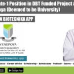 Project Associate-1 Position in DBT Funded Project at Yenepoya (Deemed to be University) Project Associate-1 Position Vacant