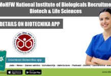 Govt MoHFW National Institute of Biologicals Recruitment For Biotech & Life Sciences Govt NIB Jobs