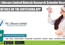 Govt HLL Lifecare Limited Biotech Research Scientist Recruitment HLL Biotech Research Scientist