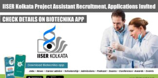 IISER Kolkata Project Assistant