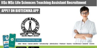 IISc Life Sciences Job