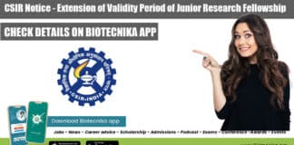 JRF Extension CSIR 2021