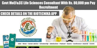 MoEF&CC Life Sciences Consultant