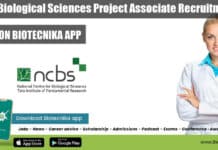 NCBS Biological Sciences Project Associate Recruitment, Apply Online NCBS Biological Sciences Project