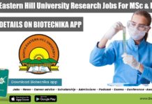 North-Eastern Hill University Research Jobs For MSc & PhD North-Eastern Hill University Research