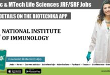 NII MSc & MTech Life Sciences JRF/SRF Recruitment, Applications Invited NII Life Sciences Vacancies