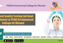 GRG Food Quality Testing Lab Head Recruitment at PSGR Krishnammal College for Women