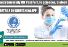 Presidency University JRF Post For Life Sciences, Biotech Presidency University JRF Post