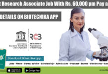Project Research Associate Job With Rs. 60,000 pm Pay at RCB Faridabad Project Research Associate Job