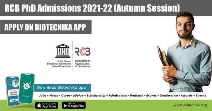 RCB PhD Admissions 2021-22