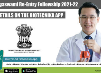 Ramalingaswami Re-Entry Fellowship 2021-22