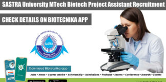 SASTRA University MTech Biotech