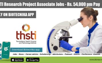 THSTI Research Project Associate Recruitment With Up To Rs. 54,000 pm Pay THSTI Research Project Associate