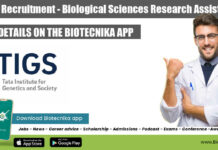 TIGS-CI Recruitment – Biological Sciences Research Assistant Position TIGS-CI Recruitment