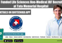 BIRAC Funded Life Sciences Non-Medical JRF Recruitment at Tata Memorial Hospital TMC TMH JRF Job