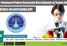 MSc Life Sciences Project Associate Recruitment at Tezpur University Tezpur University Project Associate