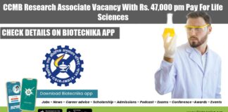 CCMB Research Associate Vacancy