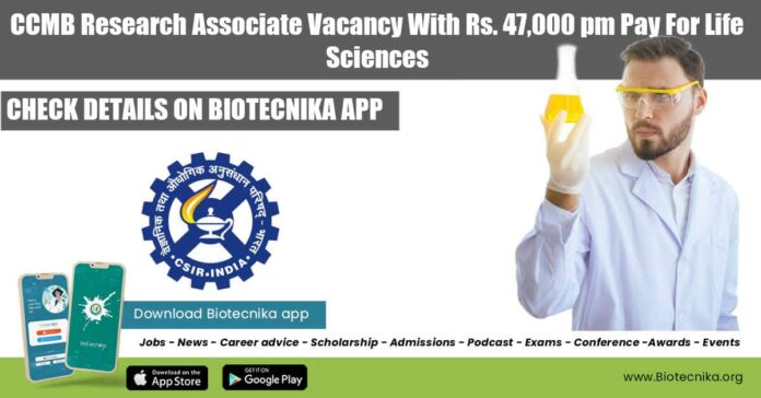 CCMB Research Associate Vacancy