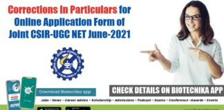 Corrections In CSIR-NET Application For June 2021 Examination