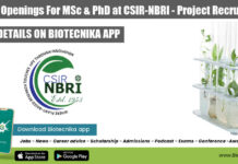 15+ Job Openings For MSc & PhD at CSIR-NBRI – Project Recruitment CSIR-NBRI Project Vacancies