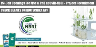 CSIR-NBRI Project Vacancies