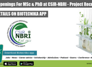 CSIR-NBRI Project Vacancies