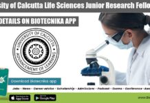 University of Calcutta Life Sciences Junior Research Fellow Job Calcutta University JRF Vacancy