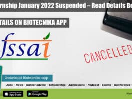 FSSAI Internship 2022 Suspended