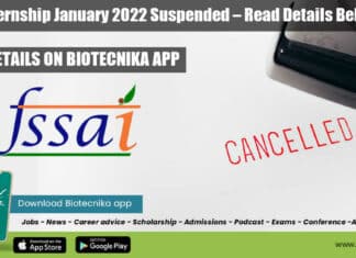 FSSAI Internship 2022 Suspended