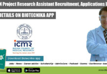 ICMR-NIN Project Research Assistant Recruitment, Applications Invited ICMR-NIN Project Research