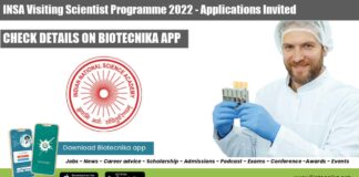 INSA-Visiting Scientist Programme 2022