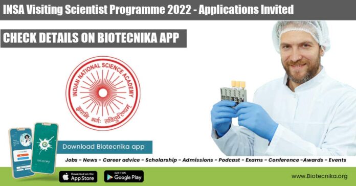 INSA-Visiting Scientist Programme 2022