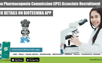 Indian Pharmacopoeia Commission (IPC) Associate Recruitment IPC Biochemistry Job