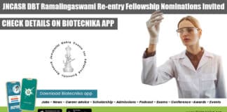 JNCASR Ramalingaswami Re-entry Fellowship