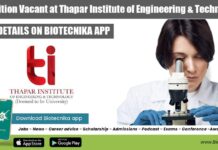 JRF Position Vacant at Thapar Institute of Engineering & Technology JRF Position at Thapar