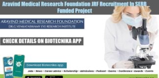 JRF Vacancy at Aravind