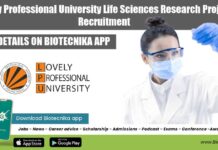 Lovely Professional University Life Sciences Research Project Recruitment LPU Life Sciences JRF Job