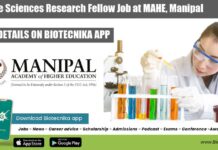 MSc Life Sciences Research Fellow Job at MAHE, Manipal MAHE JRF Job
