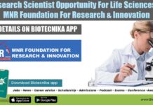 Research Scientist Opportunity For Life Sciences at MNR Foundation For Research & Innovation MNR Foundation For Research