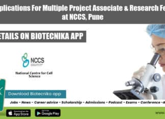 NCCS Pune Project Recruitment